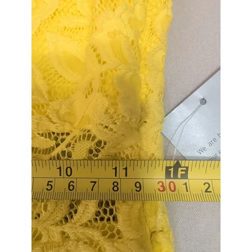 Nordstrom Yellow Floral Lace Midi Dress Short Sleeve Occasion Size XSmall - Picture 10 of 13